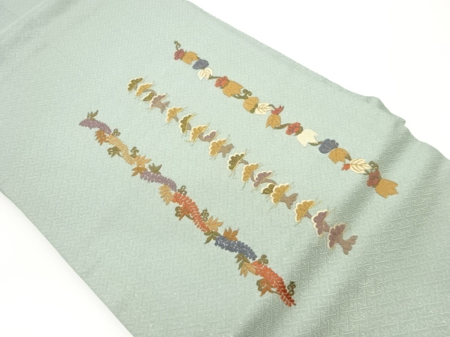 JAPANESE NAGOYA OBI / EMBROIDERY / FLORAL PLANTS